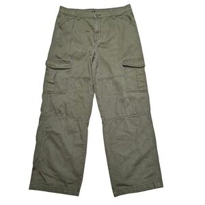 Divided H&M Olive Green Cargo Pants Women Sz 10 Wide Leg Utility Pockets